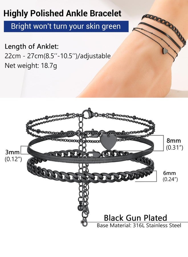 PROSTEEL Black Anklets Ankle Bracelets for Women Stainless Steel Anklet Summer Jewelry - Image 4