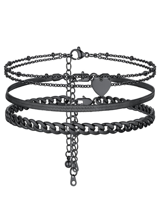 PROSTEEL Black Anklets Ankle Bracelets for Women Stainless Steel Anklet Summer Jewelry - Image 1