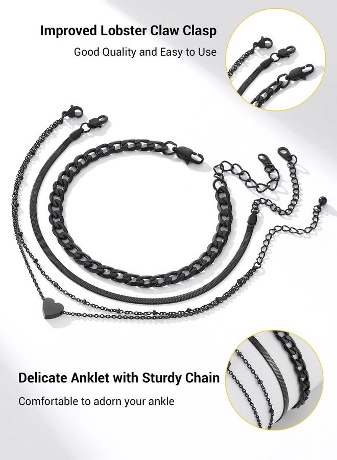 PROSTEEL Black Anklets Ankle Bracelets for Women Stainless Steel Anklet Summer Jewelry - Image 5