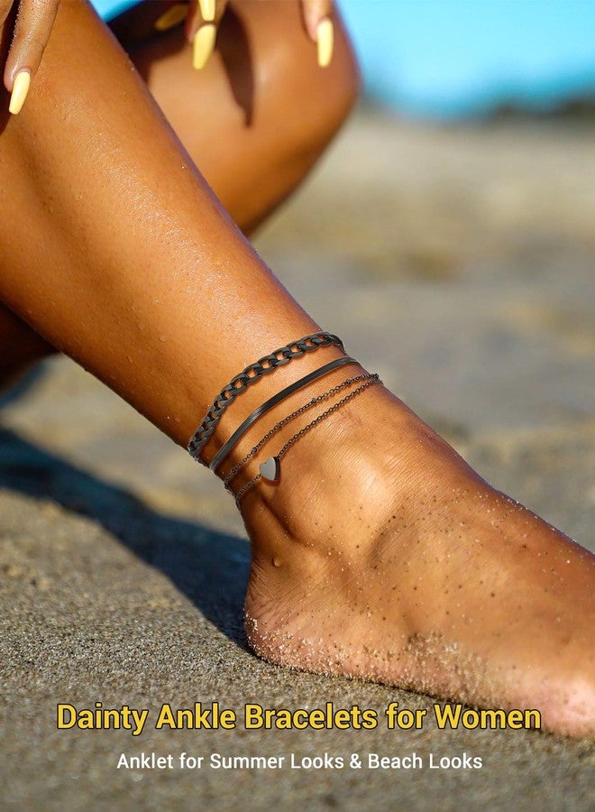 PROSTEEL Black Anklets Ankle Bracelets for Women Stainless Steel Anklet Summer Jewelry - Image 2