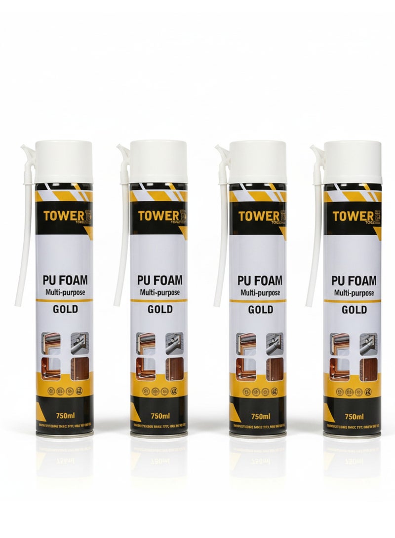 Hitex Tower PU Foam Multi-Purpose 750ml with Straw – High Expansion Insulation & Gap Filler | Seals Cracks, Joints, Cavities | Adhesive, Soundproofing & Heat Insulation | Easy Application (4) - Image 1