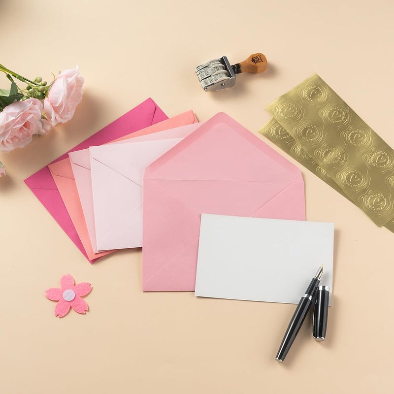 Toperd 50 Pack Colored A6 Invitation Envelopes 4x6 with Gold Stickers for Cards and Invitations, 5 Colors (Pink, 6 1/2 x 4 3/4 inches) - Image 3