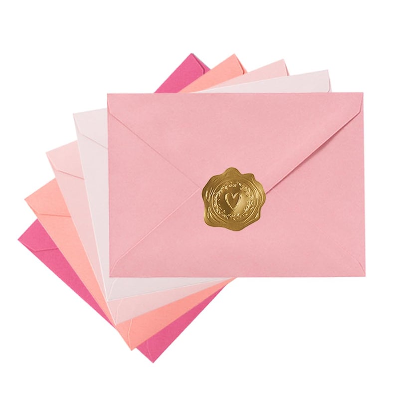 Toperd 50 Pack Colored A6 Invitation Envelopes 4x6 with Gold Stickers for Cards and Invitations, 5 Colors (Pink, 6 1/2 x 4 3/4 inches) - Image 1