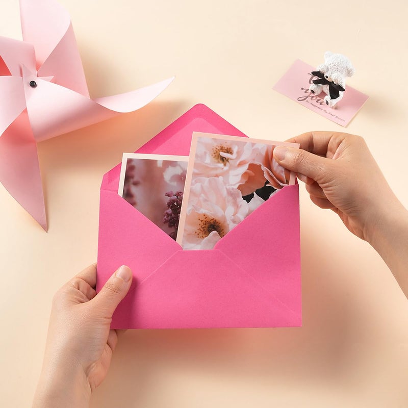 Toperd 50 Pack Colored A6 Invitation Envelopes 4x6 with Gold Stickers for Cards and Invitations, 5 Colors (Pink, 6 1/2 x 4 3/4 inches) - Image 5