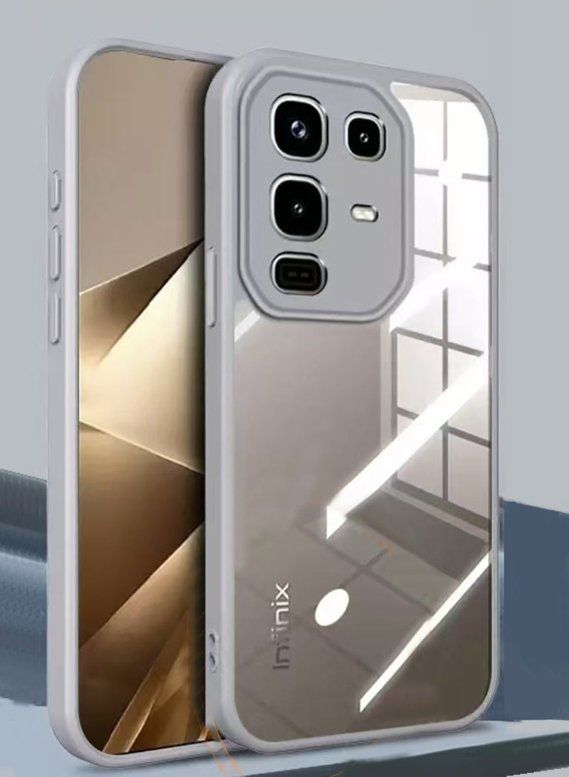 Case for infinix note 50/Note 50 Pro, Shockproof Phone Bumper Cover, Solid Color Matte TPU Frame, Anti-Scratch Clear Back (Natural Titanium) - Image 1