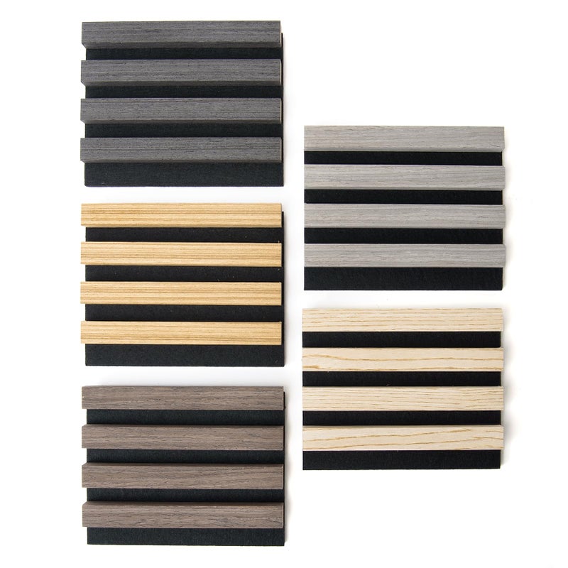 Art3d 5-Pack Sample Acoustic Wood Panels for Wall, Soundproof Wood Slat Panel for Wall and Ceiling - 5 Colors, 6" x 4.7" - Image 3