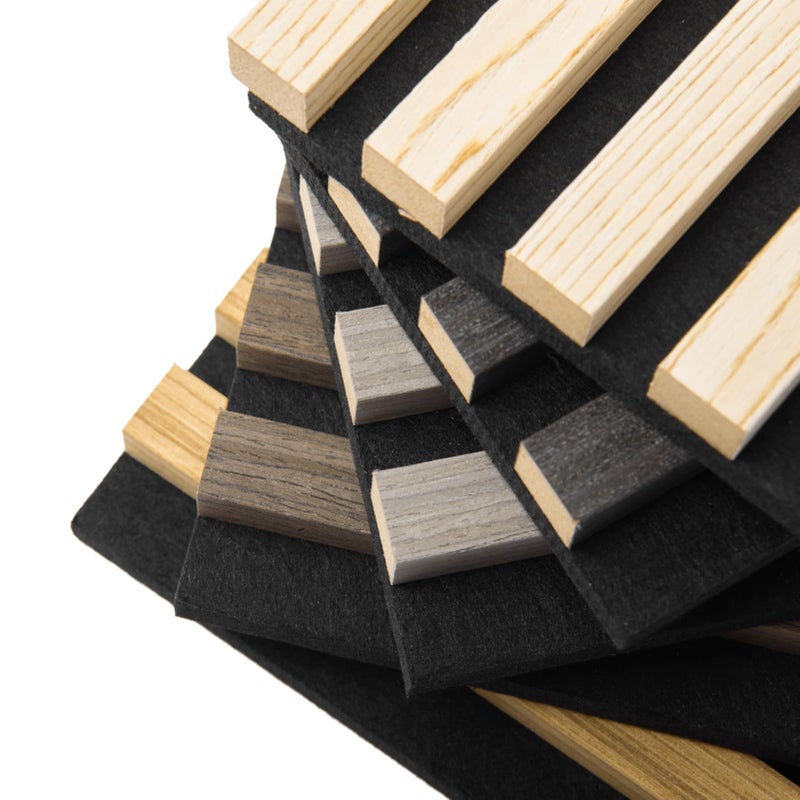 Art3d 5-Pack Sample Acoustic Wood Panels for Wall, Soundproof Wood Slat Panel for Wall and Ceiling - 5 Colors, 6" x 4.7" - Image 1