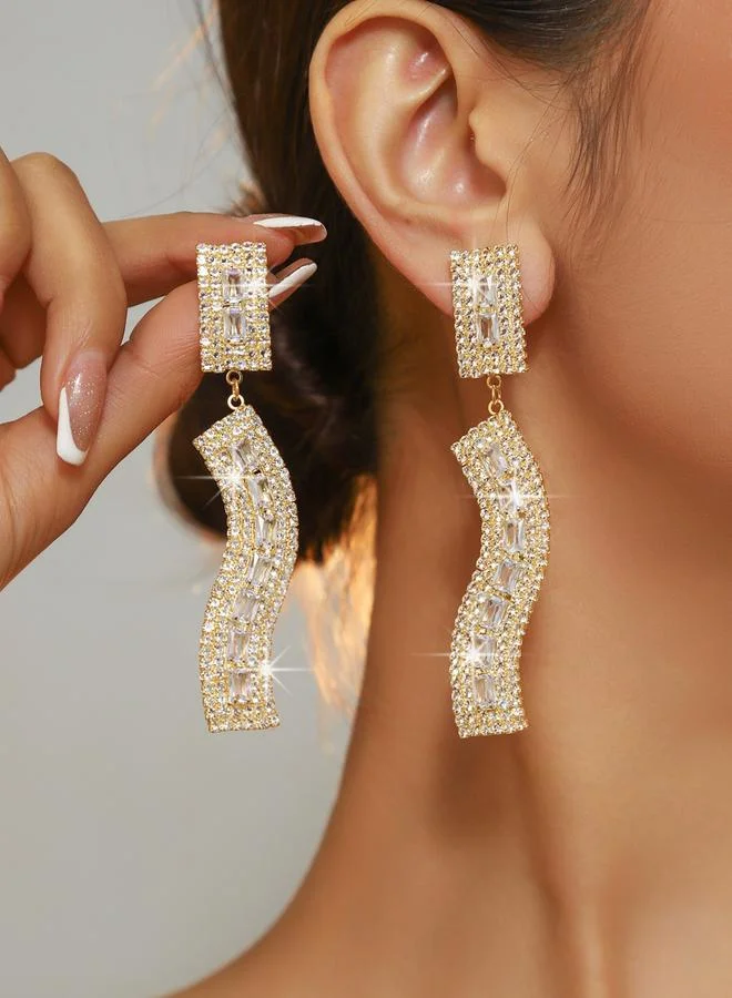Take Two Rhinestone Embellished Dangle Earrings