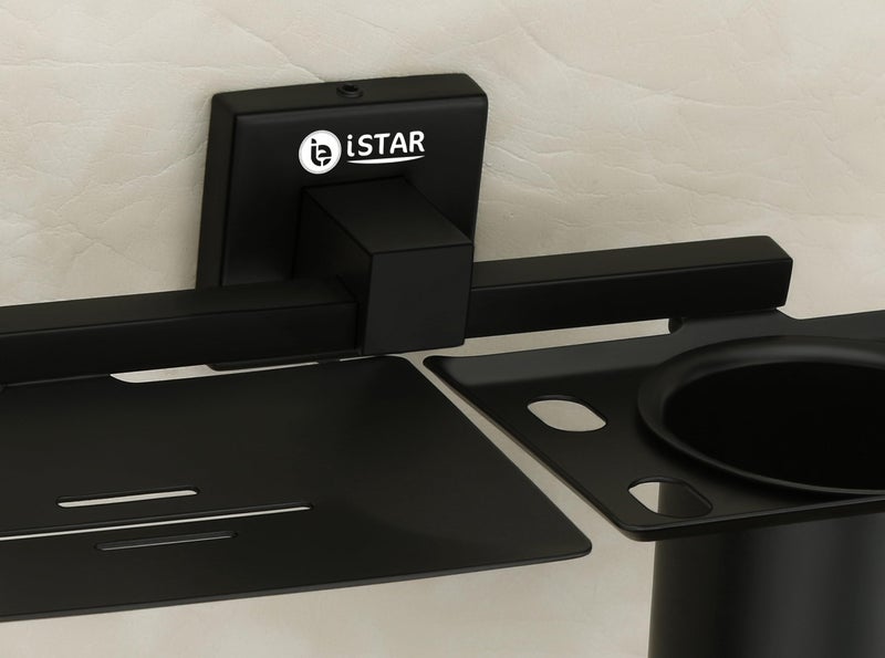 iStar Stainless Steel 2-in-1 Soap Dish with Tumbler & Toothbrush Holder - Wall Mounted Bathroom Accessories Set Modern Design for Bathroom and Wash Basin (Pack of 1) - Image 2