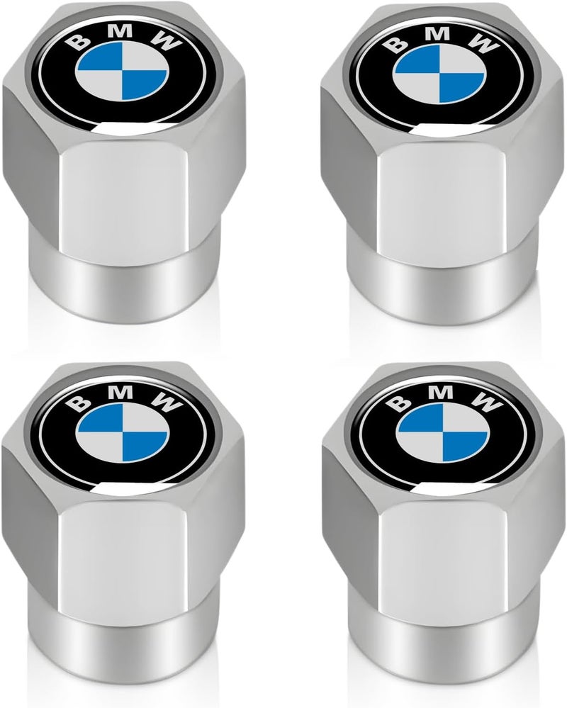 Tire Valve Stem Cap for BMW Metal Tire Stem Cover with Belt O-Ring Air caps Sports Accessories 4 Pack