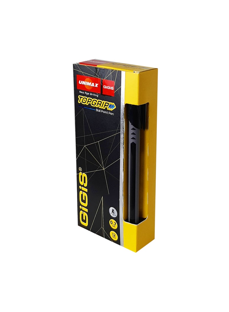 UNIMAX 12-Piece Top Grip 0.7mm Ball Point Pen Set, Black - Image 2