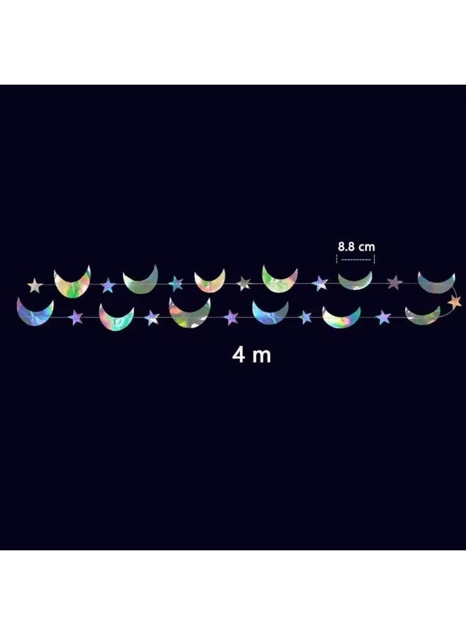الزينات رمضان معلقة ديكور الخلفية لافتة المنزل البنود الديكورية عيد مبارك ，حزب ديكور مجموعة معلقة الهلال والتوهج نجمة صغيرة (4م) - Image 3