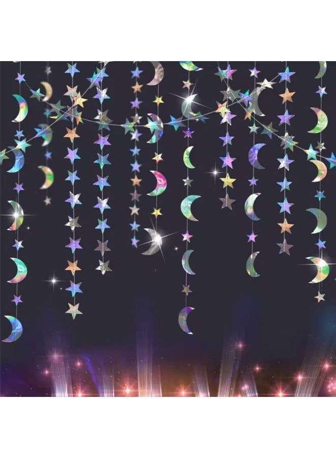 الزينات رمضان معلقة ديكور الخلفية لافتة المنزل البنود الديكورية عيد مبارك ，حزب ديكور مجموعة معلقة الهلال والتوهج نجمة صغيرة (4م) - Image 2