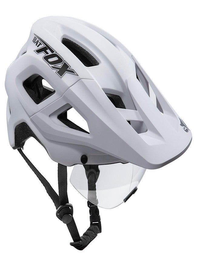 بات فوكس خوذة دراجة جبلية من باتفوكس للرجال والنساء، خوذة دراجة جبلية ودراجة كهربائية للبالغين، مقاس (52-60 سم) (مع نظارات واقية - أبيض، مقاس كبير (56-60 سم)) - Image 3