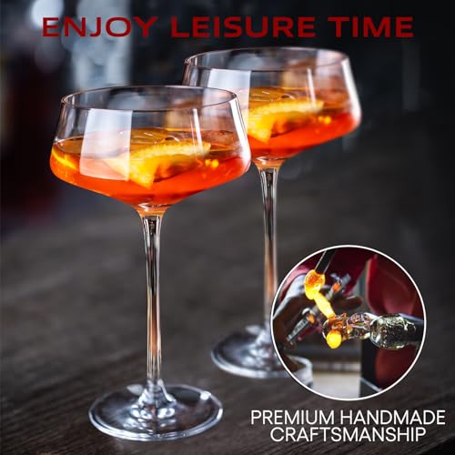 Chouggo Martini Glasses Set of 6, 8Oz Coupe Cocktail Glasses, Hand Blown Premium Crystal Cocktail Glass for Bar, Martini, Cosmopolitan, Manhattan - Image 3