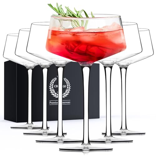 Chouggo Martini Glasses Set of 6, 8Oz Coupe Cocktail Glasses, Hand Blown Premium Crystal Cocktail Glass for Bar, Martini, Cosmopolitan, Manhattan - Image 1