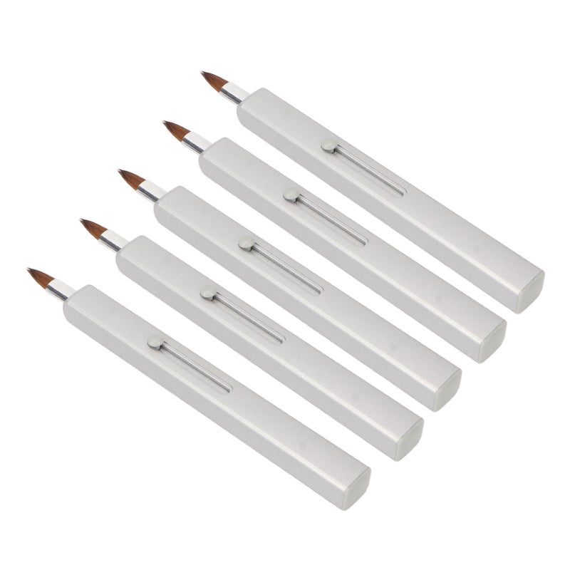 5Pcs Lip Brush Retractable Portable Multipurpose Single Ended Nylon Lip Makeup Brush Grey Shell - Image 4