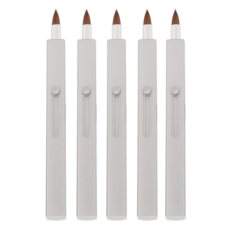 5Pcs Lip Brush Retractable Portable Multipurpose Single Ended Nylon Lip Makeup Brush Grey Shell - Image 3