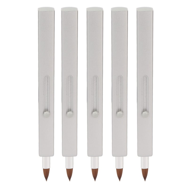 5Pcs Lip Brush Retractable Portable Multipurpose Single Ended Nylon Lip Makeup Brush Grey Shell - Image 2