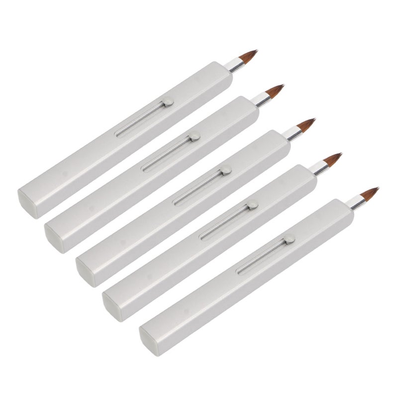 5Pcs Lip Brush Retractable Portable Multipurpose Single Ended Nylon Lip Makeup Brush Grey Shell - Image 5