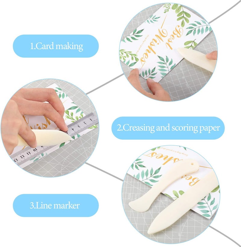 Mudder 8 Pcs Bone Folder Tools Include 2 Pieces Bone Folder Paper Creaser 3 Pieces Double Head Indentation Pens with Sugar Stir Needle Quilling Needle Pen and Tweezers for Card Making Scrapbooking - Image 2