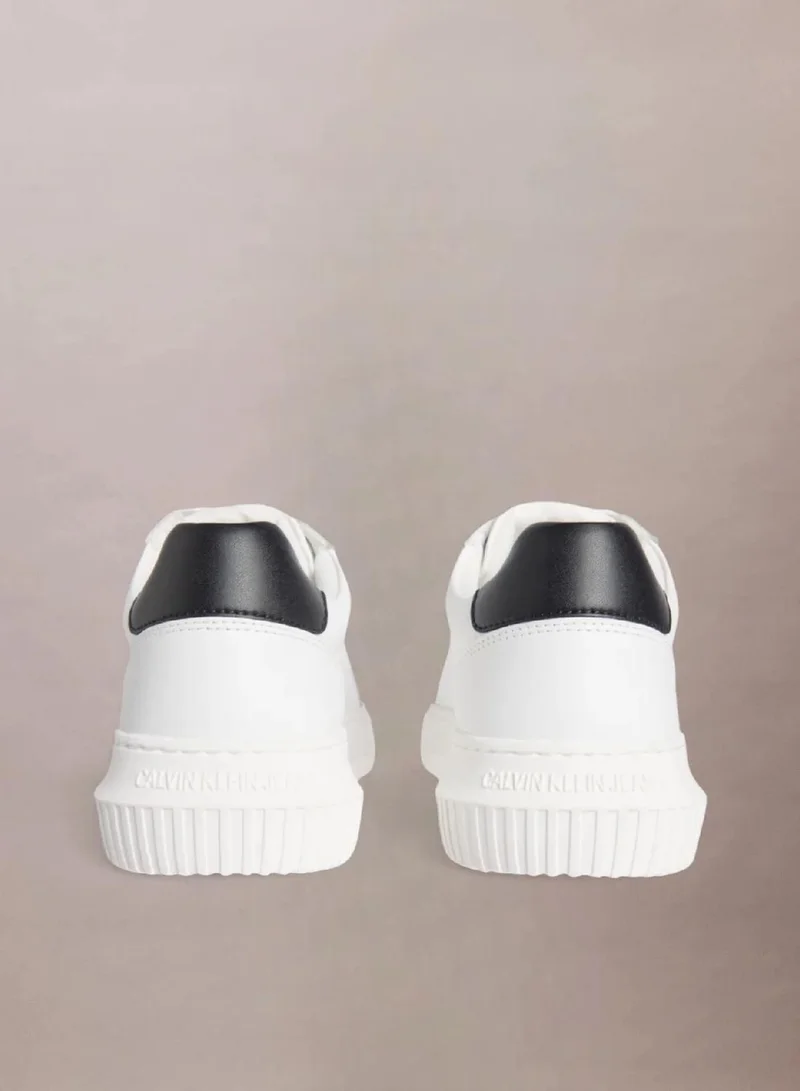 Calvin Klein Bright White/Black Leather Trainers for Men | Best Price UAE