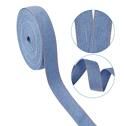 Craftdady 10.9 Yards Stitch Denim Ribbons 1 Inch Layering Cloth Fabric Jeans Bows Ribbons for DIY Crafts Hairclips Sewing Garment Accessories, Royal Blue - Image 2