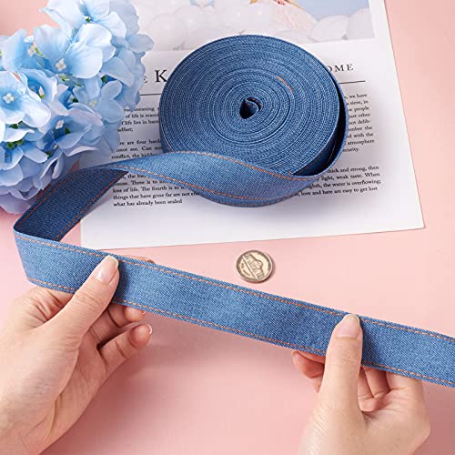 Craftdady 10.9 Yards Stitch Denim Ribbons 1 Inch Layering Cloth Fabric Jeans Bows Ribbons for DIY Crafts Hairclips Sewing Garment Accessories, Royal Blue - Image 5