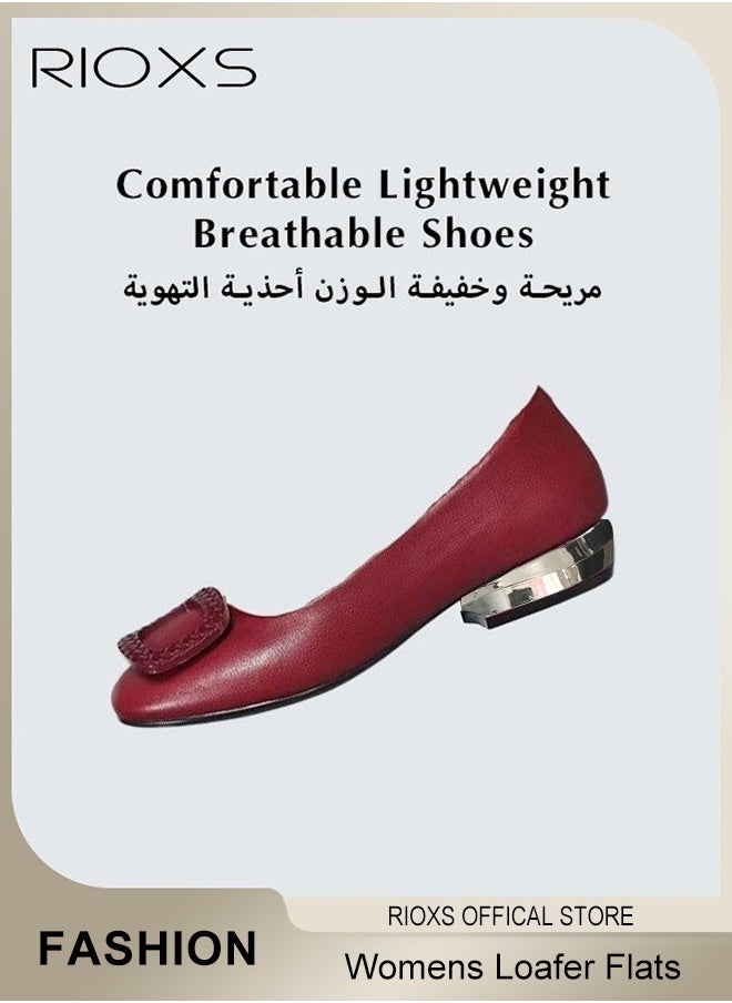 RIOXS Womens Loafers, Patent Leather Flats Shoes With Shoes Supportive, Comfort Square Toe Ballets Flats, Slip-Ons Uniform Formal Shoes, Dress Shoes With Low Block Heel, Casual Loafer Shoes For Wedding Driving Dating Work Business, Classical Walking Flats  - Image 4
