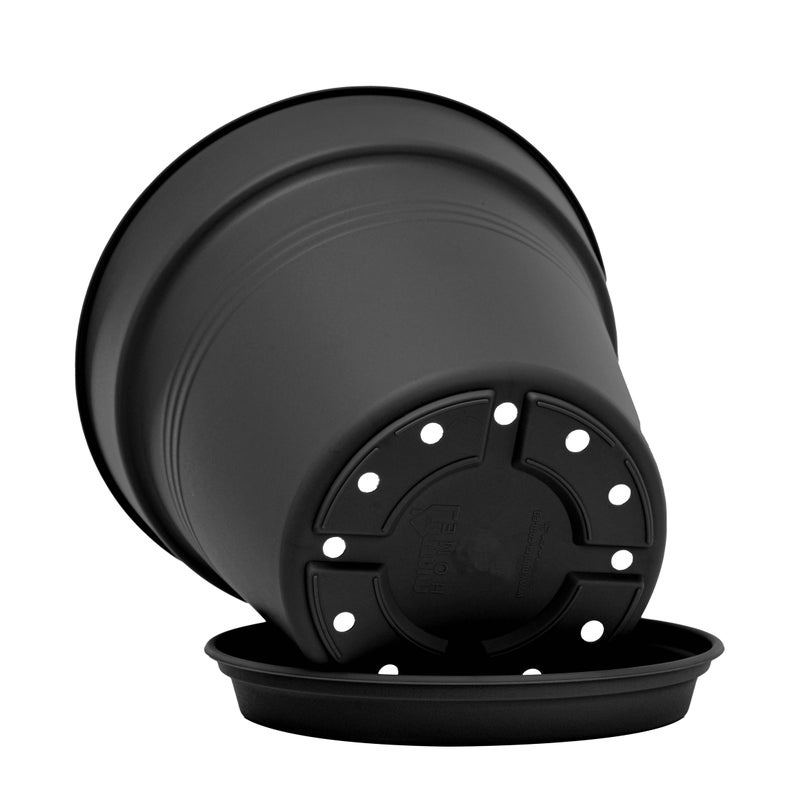 Mintra Round Flower Pot Planters Medium - Pack of 4 with bottom tray - Plastic | Color - Black | Size - 17x17x14cm | Asthetically Decorate Your Terrace, Garden or Patio. Ideal for outdoor or indoors - Image 2