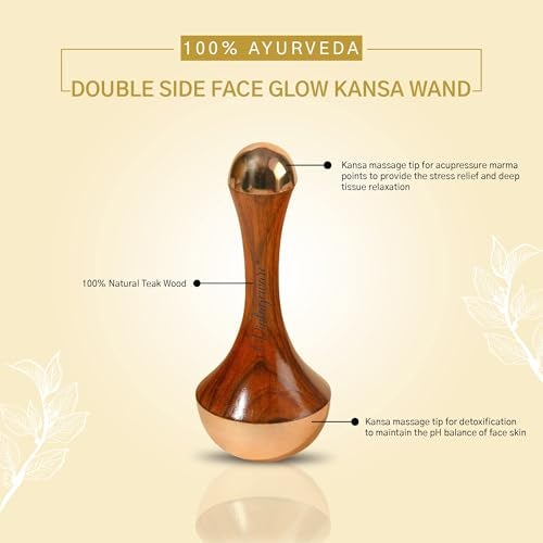 Vintageware® Kansa Wand 2-in-1 Face & Foot Massager with Teak Wood Handle – Ayurvedic Detox Tool, Kansa Wand For Foot Massage (Natural Brown, Large) - Image 4