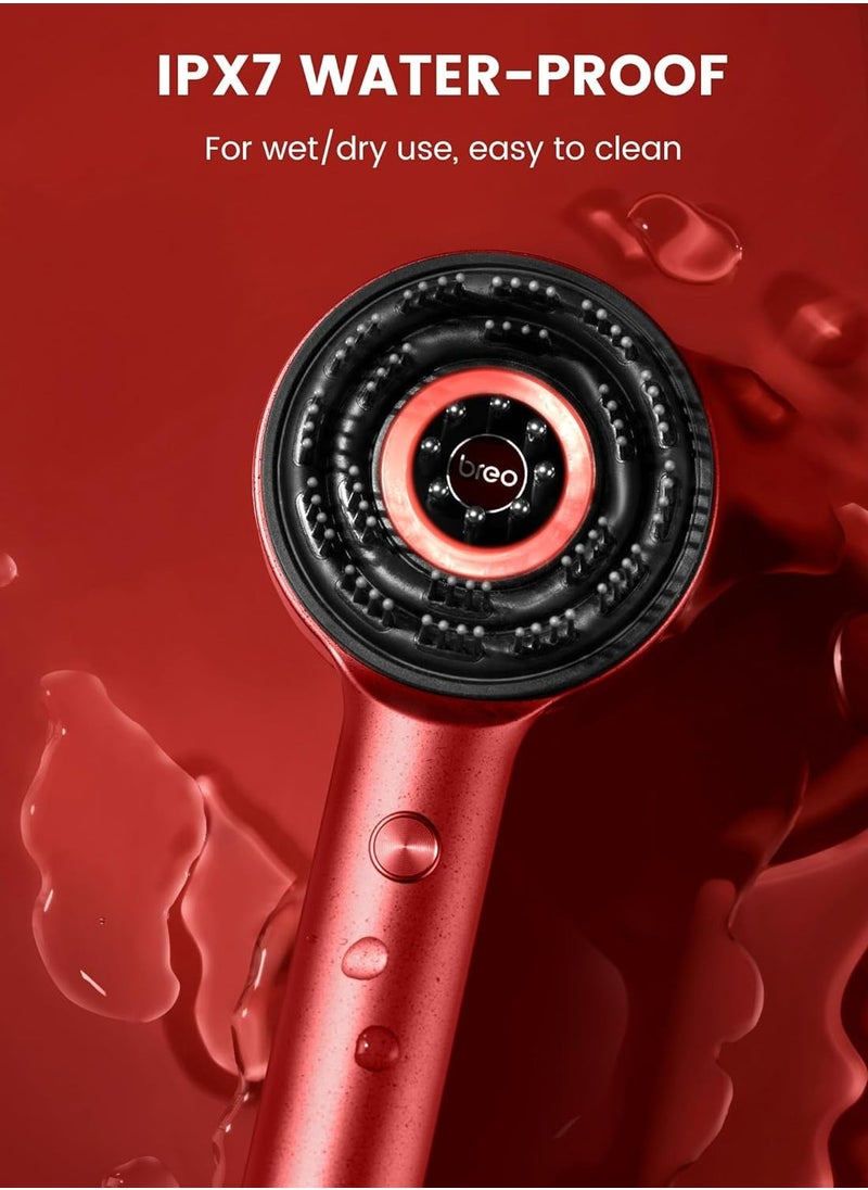 Breo Breo Scalp3 Hair Scalp Trilogy Head Massaging Brush - Essential Oil Treatment (Red)  - Image 5