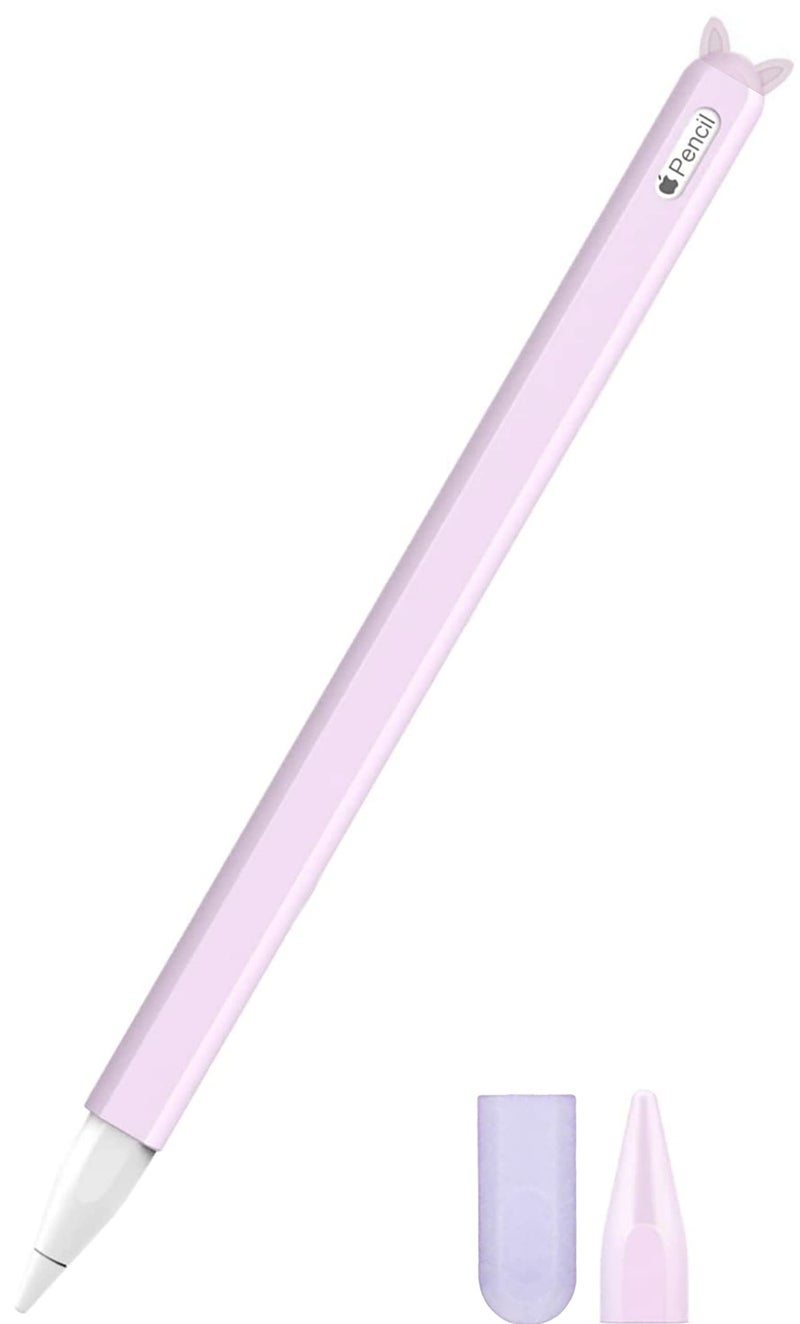 Meyaar Cute Ear Case Silicone Skin Cover for Apple Pencil 2nd Generation, and Protective Nib Cover Accessories Compatible with iPad Pro 11 12.9 inch, (Purple Black Pink 3 Pack) - Image 4