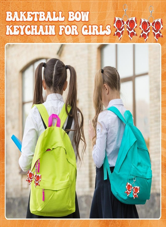 Sureio 24 Pcs Basketball Cheer Bow Keychains Sports Keychains Bulk for Basketball Team Cheerleader Gifts, Party Gift Fillers(Basketball) - Image 4