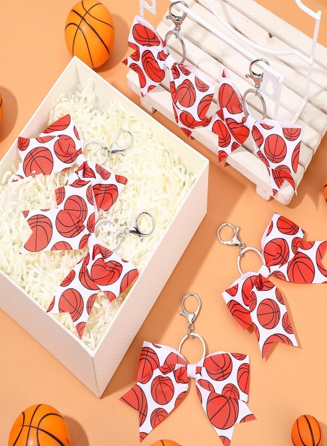 Sureio 24 Pcs Basketball Cheer Bow Keychains Sports Keychains Bulk for Basketball Team Cheerleader Gifts, Party Gift Fillers(Basketball) - Image 3