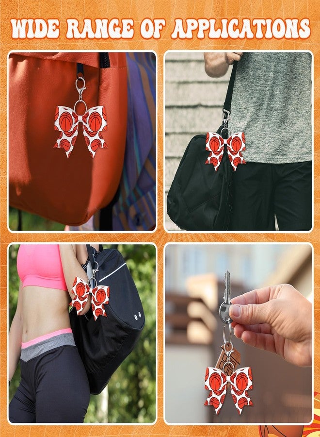 Sureio 24 Pcs Basketball Cheer Bow Keychains Sports Keychains Bulk for Basketball Team Cheerleader Gifts, Party Gift Fillers(Basketball) - Image 5