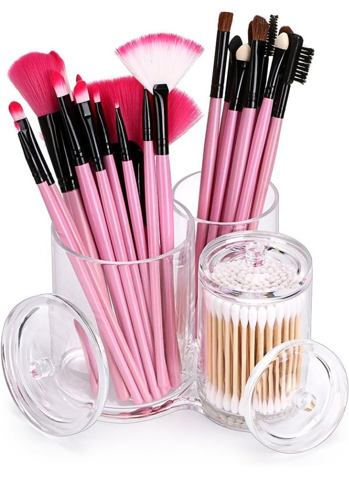 High-quality clear acrylic cotton swab holder, round cotton swab organizer, makeup brush storage case, clear glass jar - Image 1