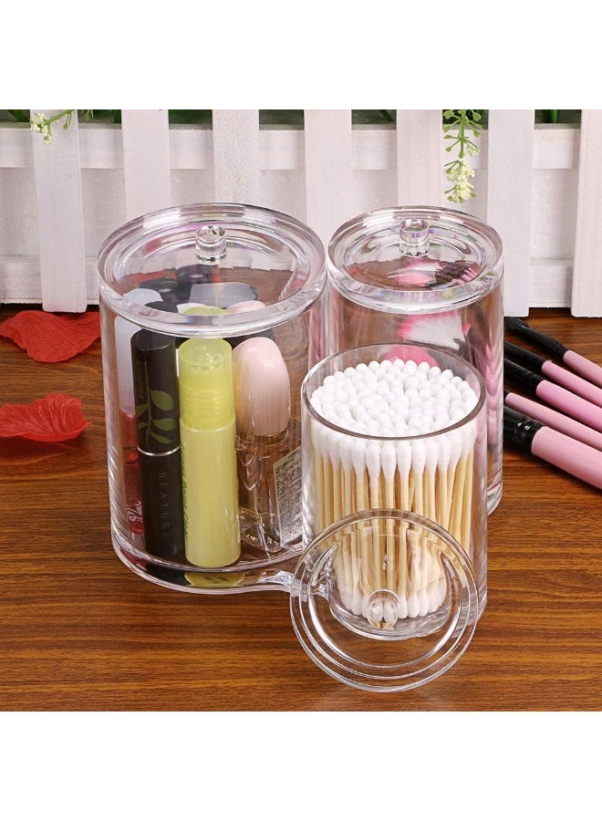 High-quality clear acrylic cotton swab holder, round cotton swab organizer, makeup brush storage case, clear glass jar - Image 5