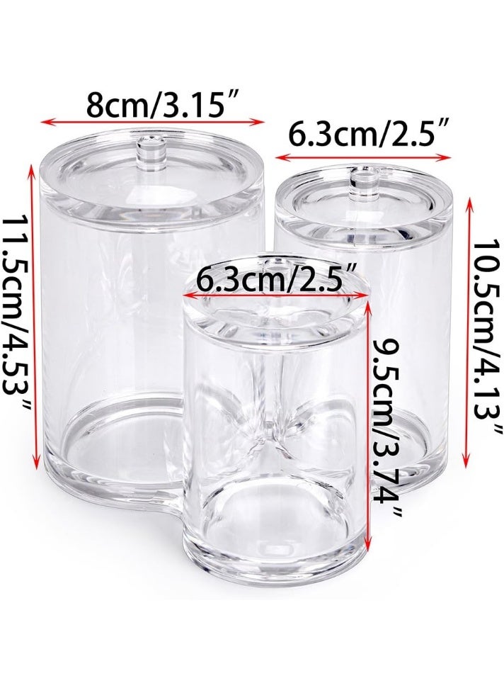 High-quality clear acrylic cotton swab holder, round cotton swab organizer, makeup brush storage case, clear glass jar - Image 3