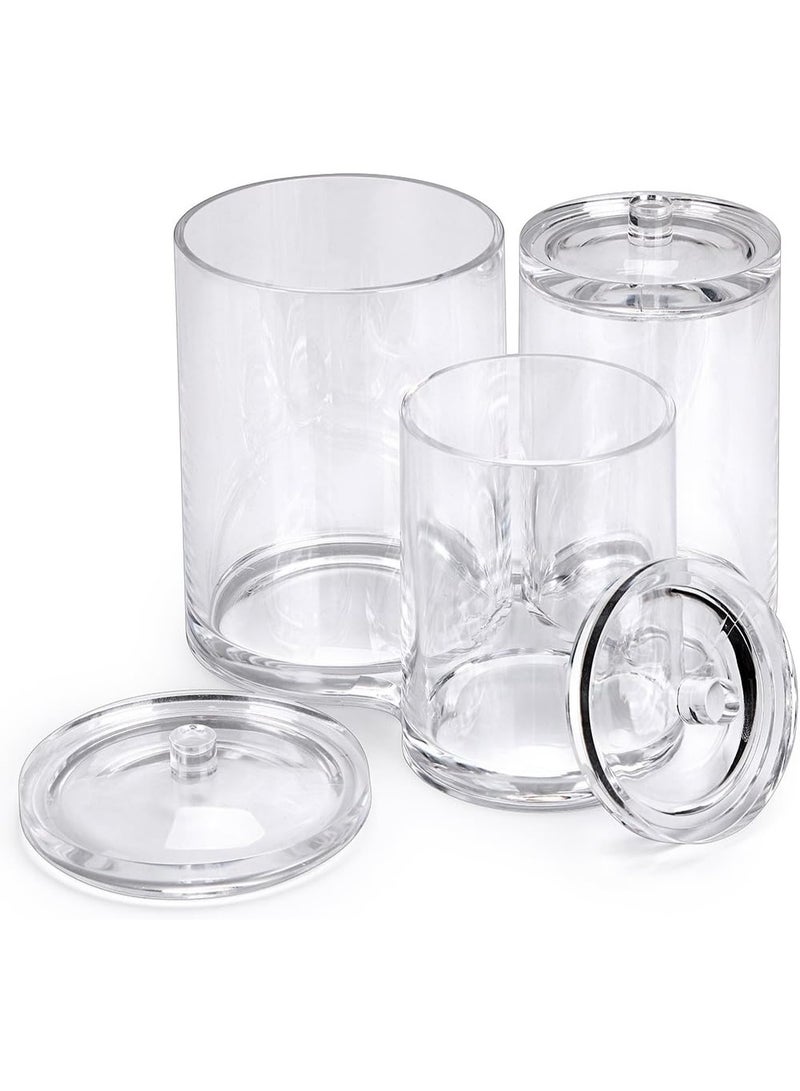 High-quality clear acrylic cotton swab holder, round cotton swab organizer, makeup brush storage case, clear glass jar - Image 2
