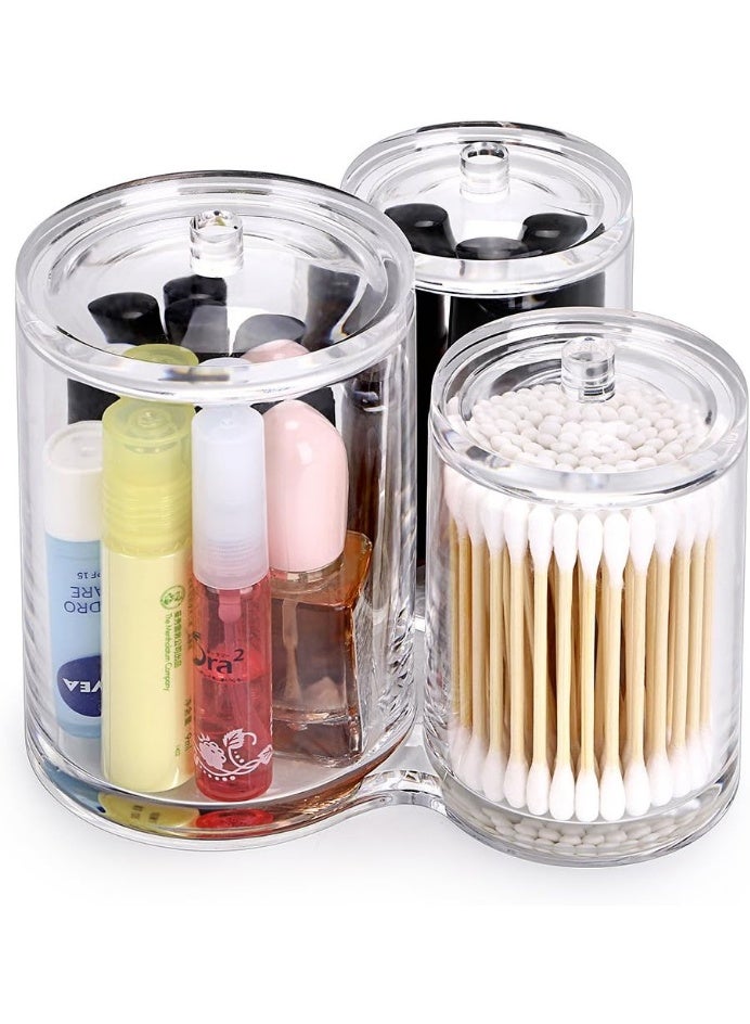 High-quality clear acrylic cotton swab holder, round cotton swab organizer, makeup brush storage case, clear glass jar - Image 4