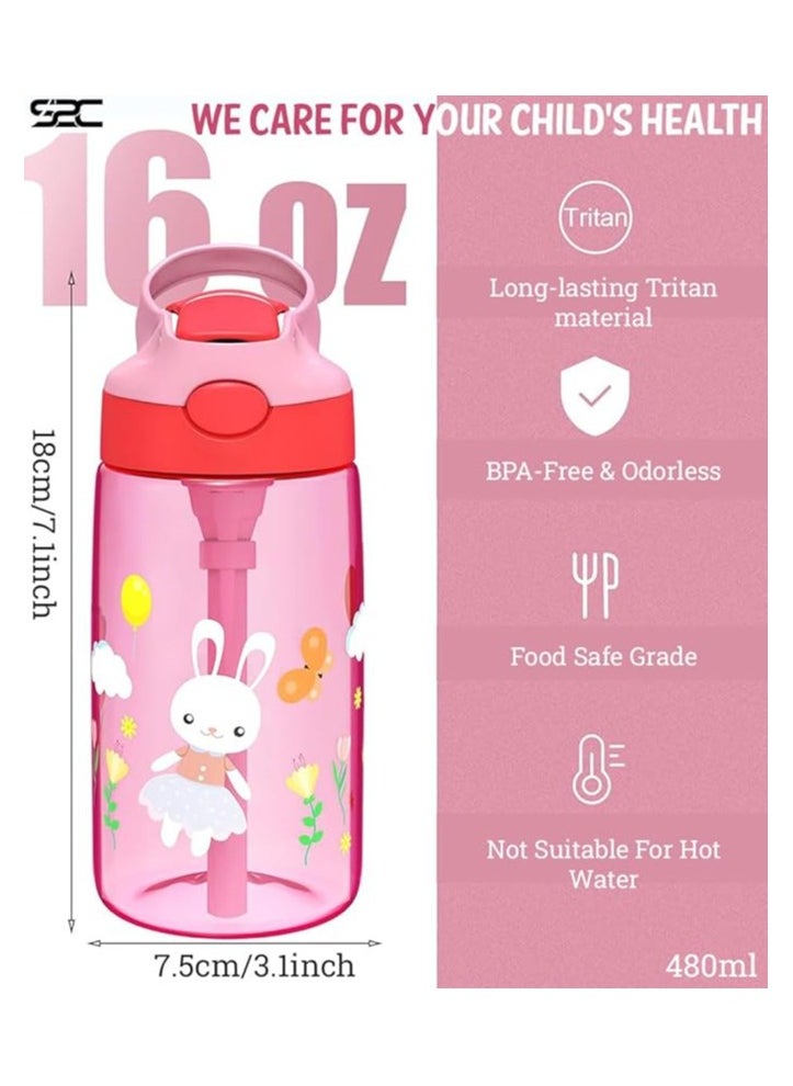 S2C S2C Water Bottle for Kids With Straw & Handle - 16 oz BPA Free Kids Water Bottles, Spill Proof Cups for kids, Easy-Clean, Water Bottle With Straw,Kids Water Bottle For School,toddler water bottle  - Image 3
