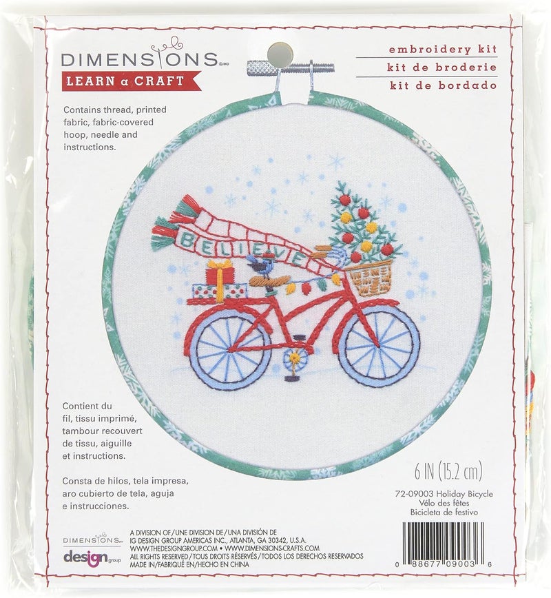 Dimensions Holiday Bicycle Embroidery Kit, 6" D, Multicolor 5 - Image 1