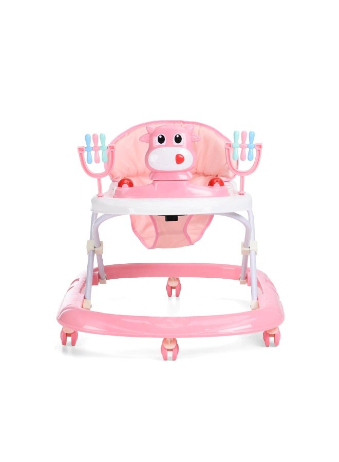 مشاية اطفال | مشاية دائرية محمولة للاطفال مع 3 ارتفاعات قابلة للتعديل، دوران 360 درجة و شريط موسيقي| مشاية دفع للنشاط للاطفال من عمر 6 الى 24 شهر(وردي) - Image 3