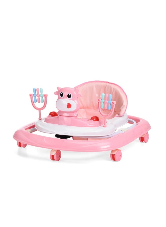 مشاية اطفال | مشاية دائرية محمولة للاطفال مع 3 ارتفاعات قابلة للتعديل، دوران 360 درجة و شريط موسيقي| مشاية دفع للنشاط للاطفال من عمر 6 الى 24 شهر(وردي) - Image 4