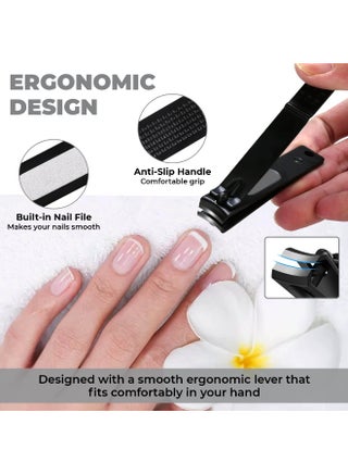 Heavy Duty Nail Cutter and Nail Clippers Set - 2 Pc Sharp Stainless Steel Professional Toenail Clipper Kit for Men and Women - view 5