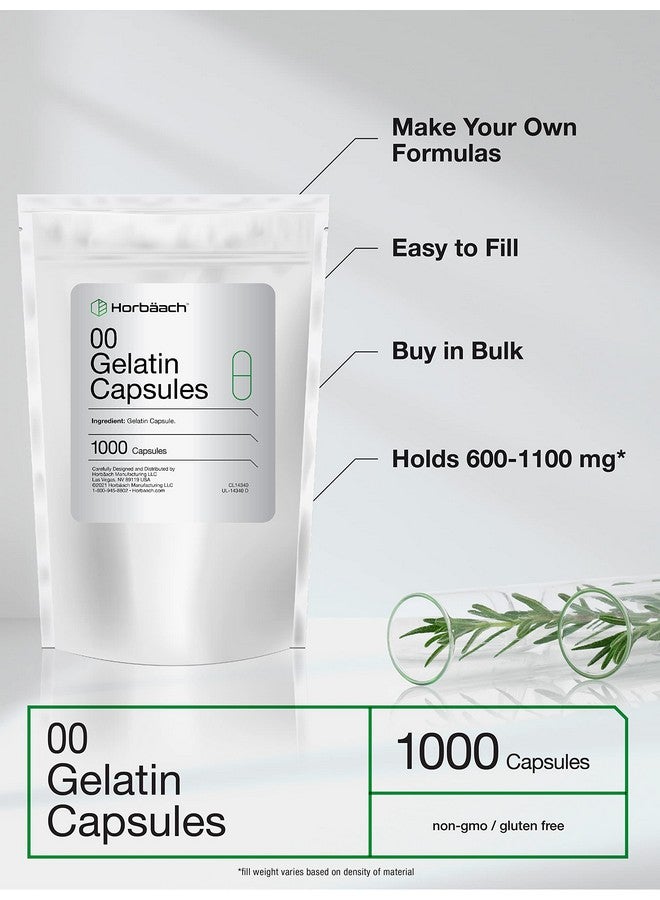 Horbäach Empty Capsules Size 00 | 1000 Clear Gelatin Capsules | Resealable Bag | Non-GMO, Gluten Free | By Horbaach - Image 2