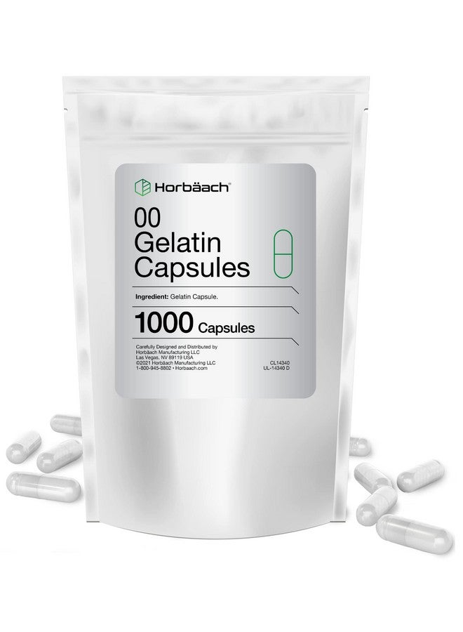 Horbäach Empty Capsules Size 00 | 1000 Clear Gelatin Capsules | Resealable Bag | Non-GMO, Gluten Free | By Horbaach - Image 1