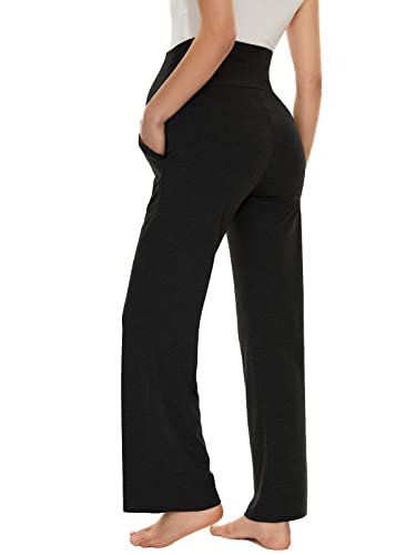 Ecavus Women's Maternity Wide/Straight Versatile Comfy Palazzo Lounge Pants Stretch Pregnancy Trousers with Pockets - Image 5