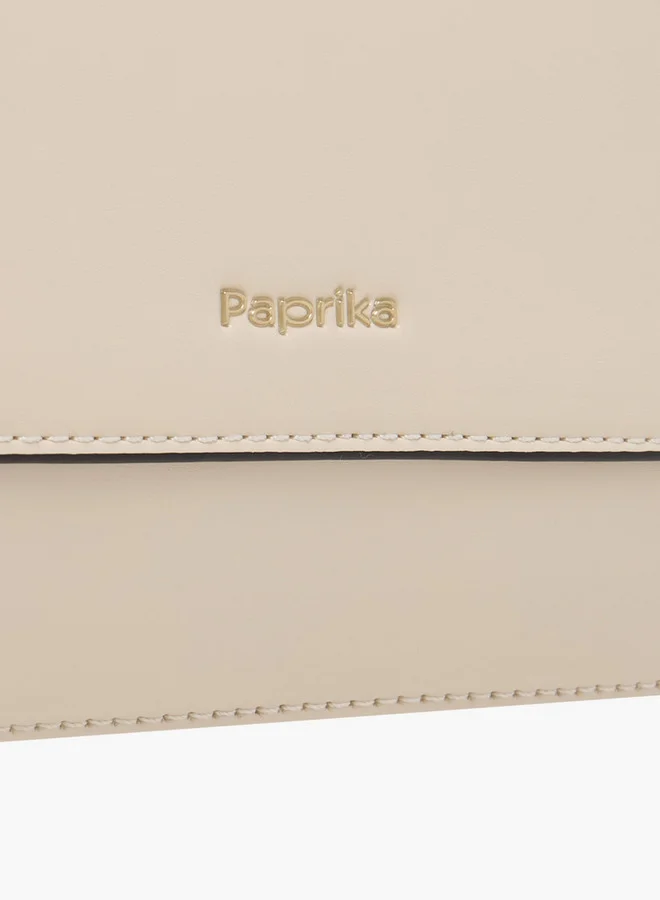 Paprika Solid Satchel Bag with Button Closure